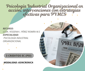 Psicología Industrial Organizacional en acción: intervenciones con estrategias efectivas para PYMES